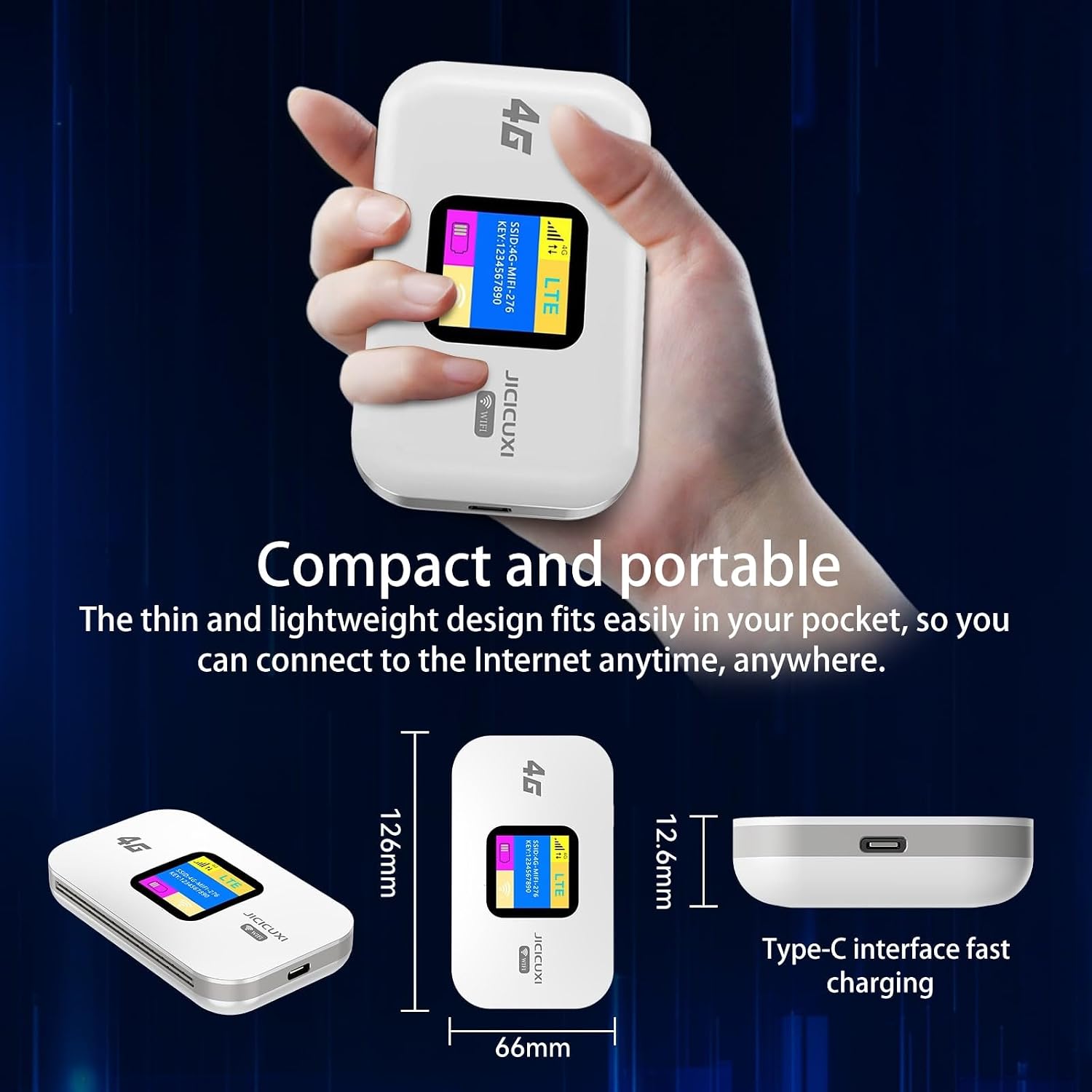 Portable WiFi 6 Travel Router 4G LTE Mobile Hotspot, Ice White - Image 7